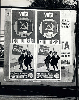 Листовки Коммунистической партии Италии, расклеенные в Риме перед выборами, 1954 год