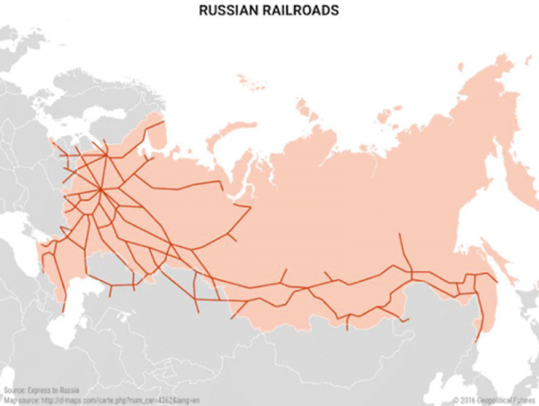 карта железных дорог России 